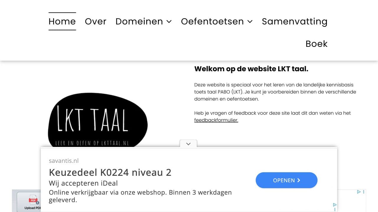 Homepage van LKT Taal